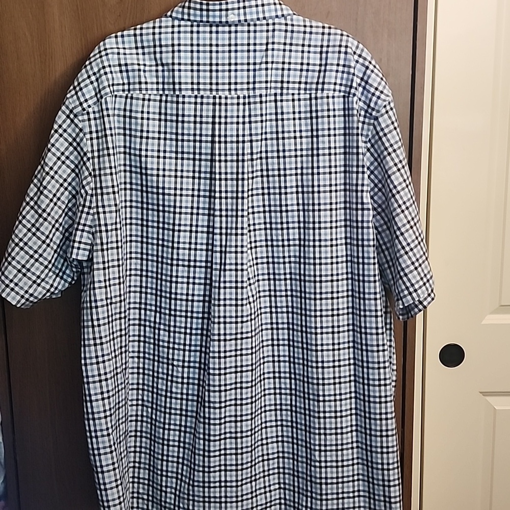 DULUTH TRADING CO Checkered Button Down Trim Fit Short Sleeve Shirt Sz 2XL - Picture 2 of 5